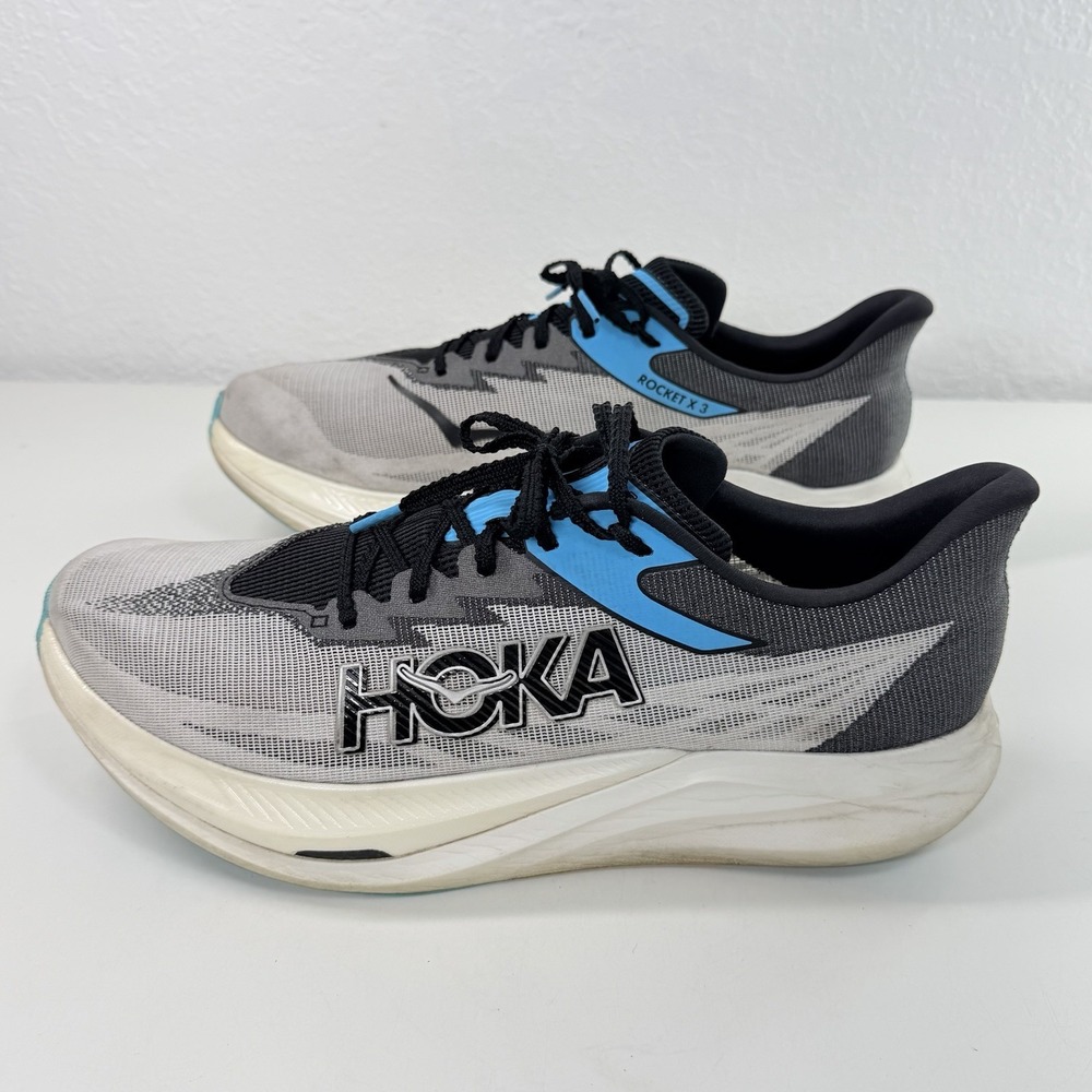 Hoka One One Rocket X 3 White Black Running Race Shoe Men's Size 12 1168724 WBLC